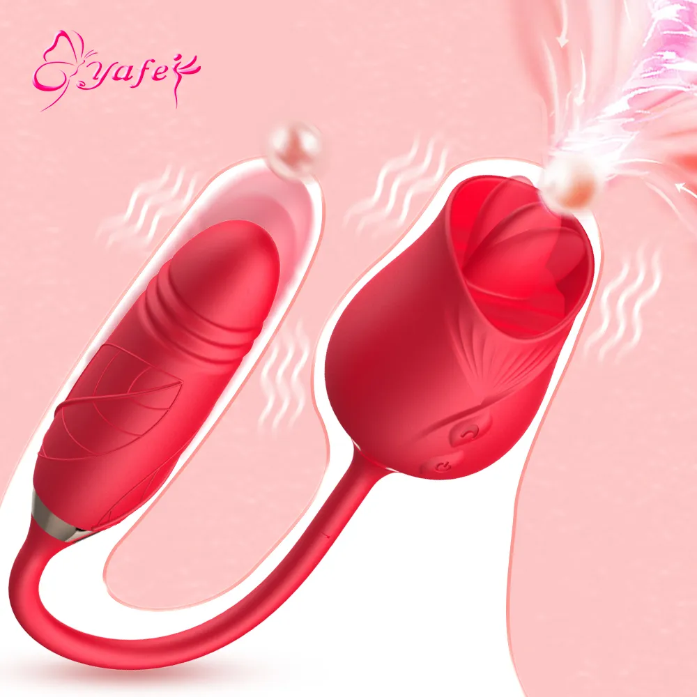 Vibrador de succión femenina para lamer la lengua y el clítoris, rosa, estimulador de clítoris, tetina telescópica con vibración, Vagina, juguetes sexys para mujeres y adultos