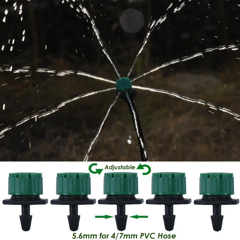 散水機器温室30-800ピース4型庭1/4 ''調整可能なマイクロノズルDrip灌漑システム4/7mmスプリンクラーエミッター