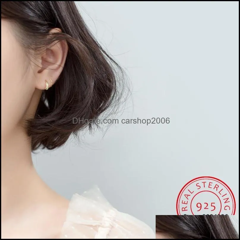 Genuine 925 Sterling Silver Jewelry Personality Minimalist Spiral Snakelike Ear Bones Buckle Stud Earrings For Women Hoop & Huggie