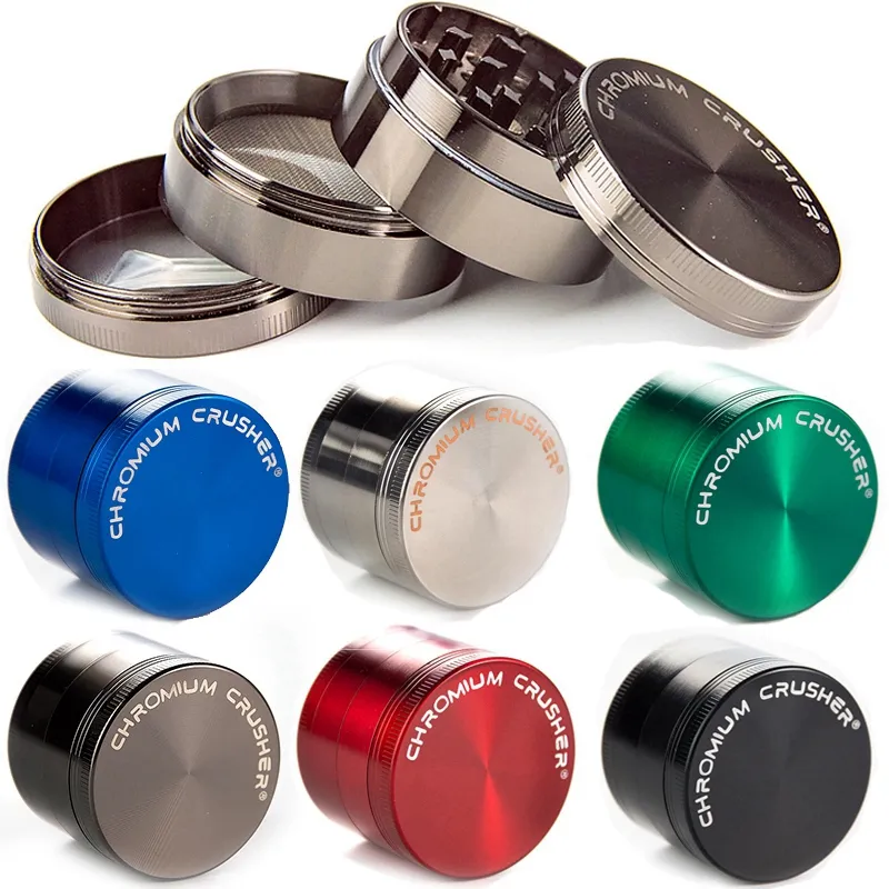 Chromium Crusher concave kruidengrinders roken accessoires met unieke logo multi -kleuren 4 lagen 4 specificaties zinklegering voor glazen bongs