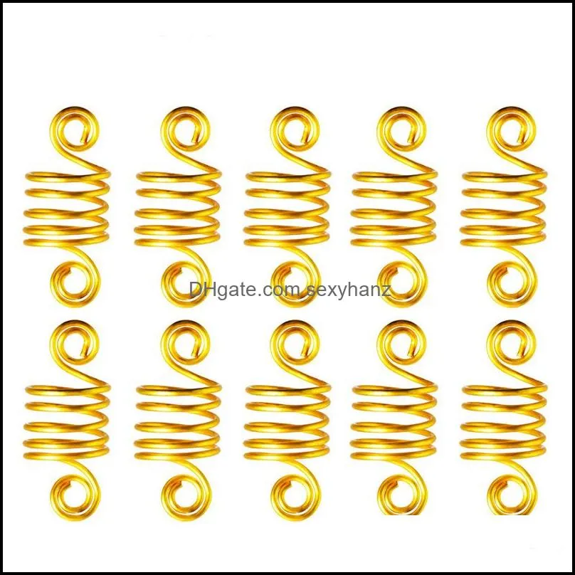 160 pcs aluminum hair coil dreadlocks beads diy twisted braid spring hair braid ring for hair accessories gold silver multiple styles