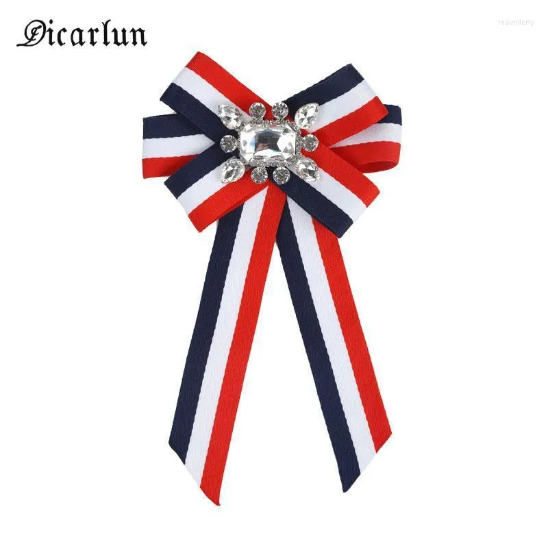 Pins Brooches DICARLUN Vintage Ribbon Bow-knot Metal Badge Hanger Brooch Crystal Party Travel Graduation Gift Pin Pearl Seau22