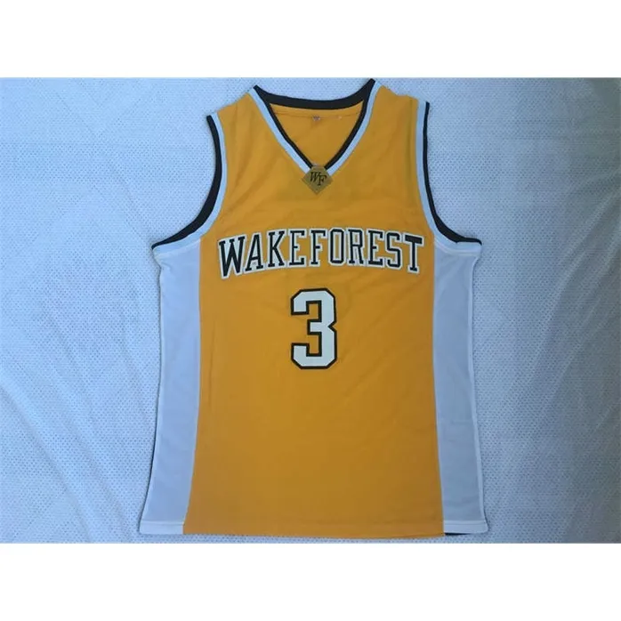 SjZl98 # 3 Chris Paul Wake Forest College Retro Throwback Stitched Basketball Jersey Sewn Camisa Broderi Röd