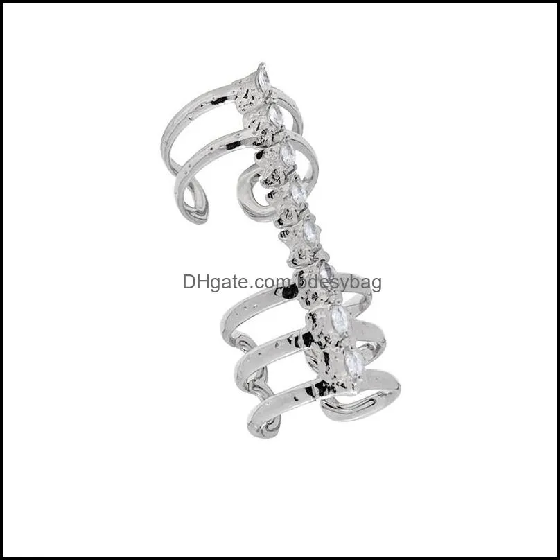 Diamond-Encrusted Spine Bone Ring Niche High-End Movable Opening Men And Women Hip-Hop Street All-Match Jewelry Accessories