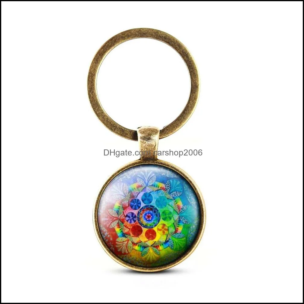 Fashion Handmade Henna Yoga Necklace Buddhism Symbol Pendant Art Pattern Glass Necklaces Wholesale Jewelry For Women