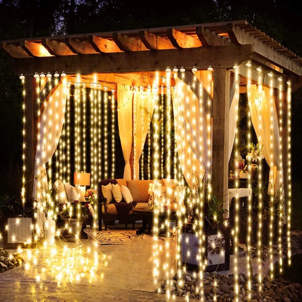 Novità 3M LED Lampada per tende Decorazione per feste Stringa di luci fata con controller per giardino di casa Decorazione natalizia per matrimoni 50 pezzi