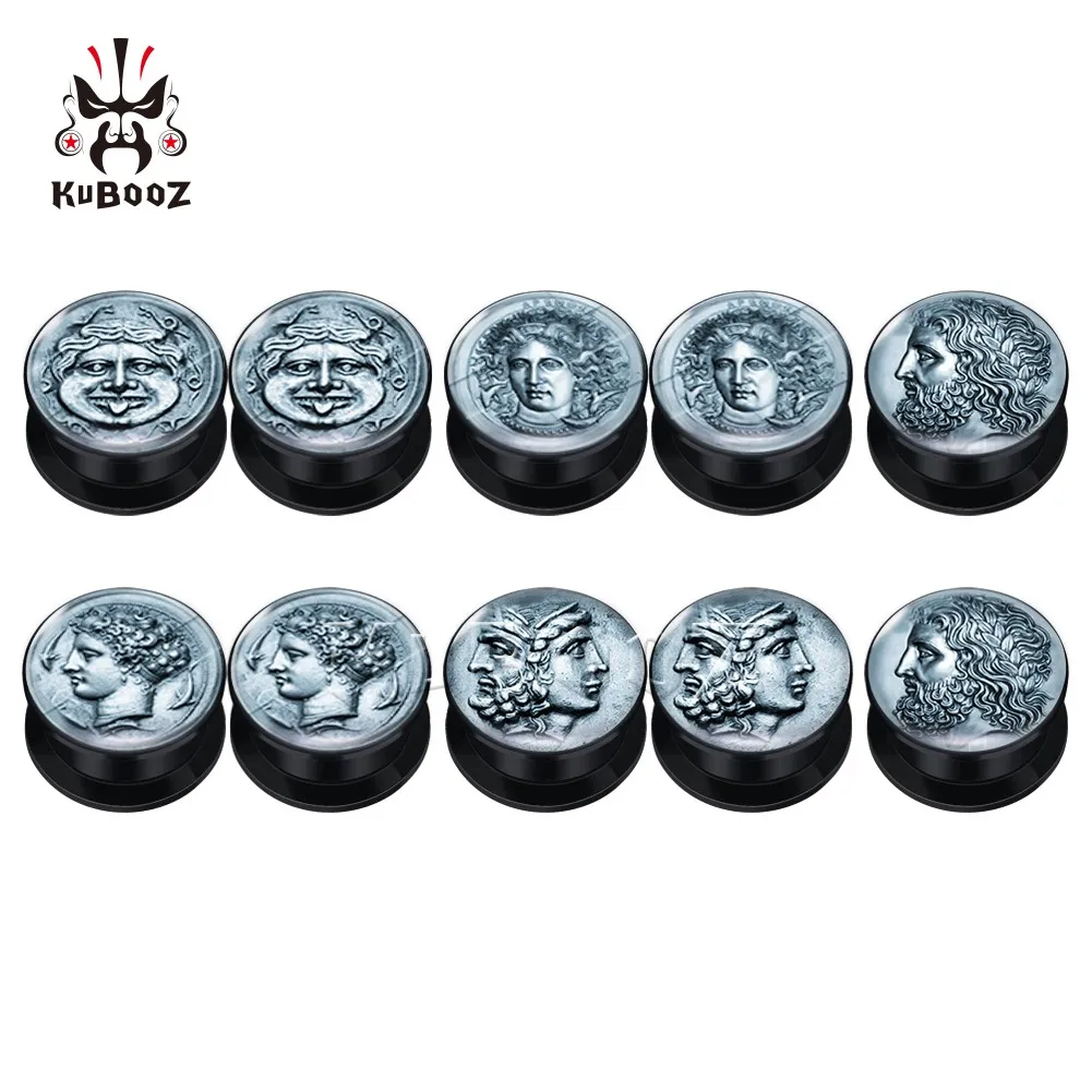 Acrylic Retro Portrait Suit Ear Tunnel Plugs And Tunnels Body Jewelry