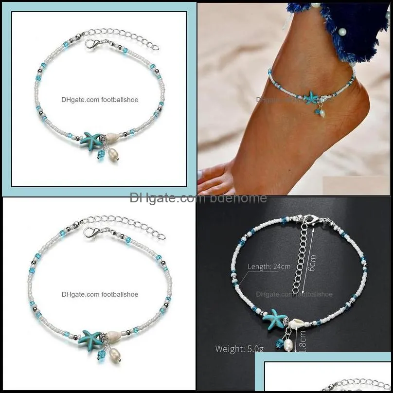 Anklets Jewelry Boho Freshwater Pearl Charm Women Barefoot Sandals Beads Ankle Bracelet Drop Delivery 2021 1Qtxe