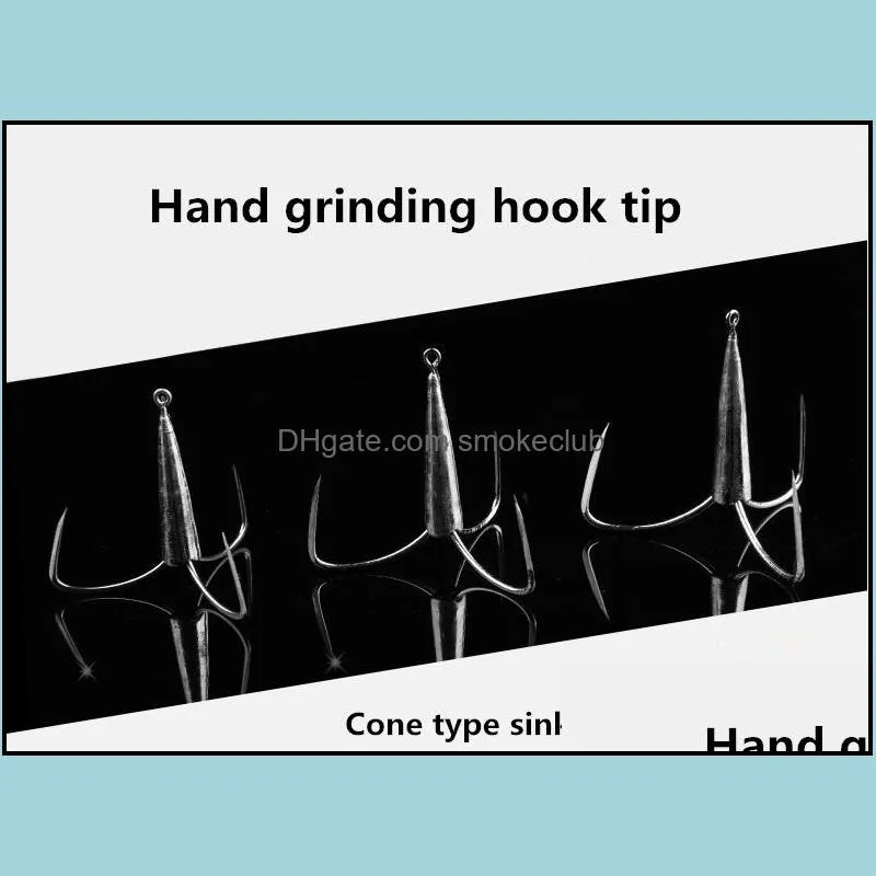 HOT 5PCS 48-100g treble hooks Lead sinker treble hooks Hand grinding hook tip High quality! YQHW