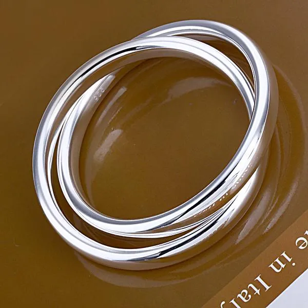 Bangle Pure Silver 925 Bracles pour femmes Two Big Round Loop Bracelet Bracelet Pulseira Femme Wedding Bridal Jewelry Giftbanglebangle