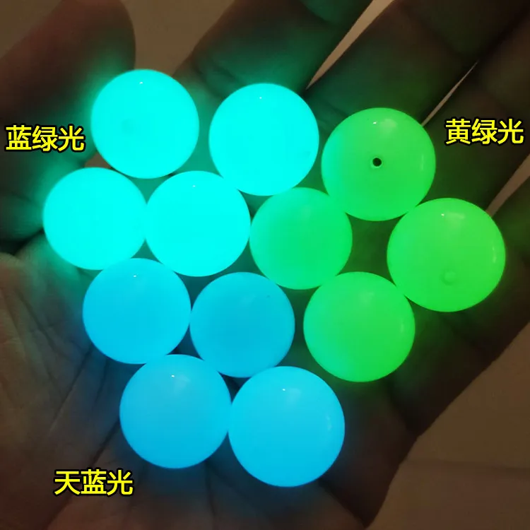 Grânulo de pedra luminosa com resina de buraco solta contas fluorescentes encantos por atacado acessórios pingente 10mm 12mm 14mm 16mm 18mm 20mm 30pcs / lote