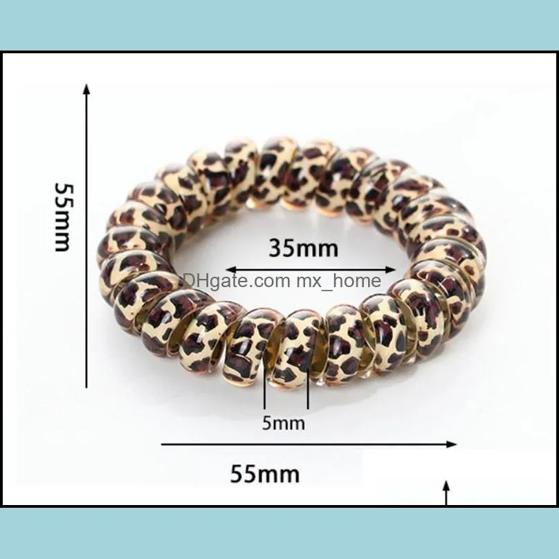 Leopard Telephone Wire Cord Coil Hair Ties Girls Elastic Hair Bands Ring Rope Leopard Print Bracelet Stretchy Hairband GGA2799 292 K2