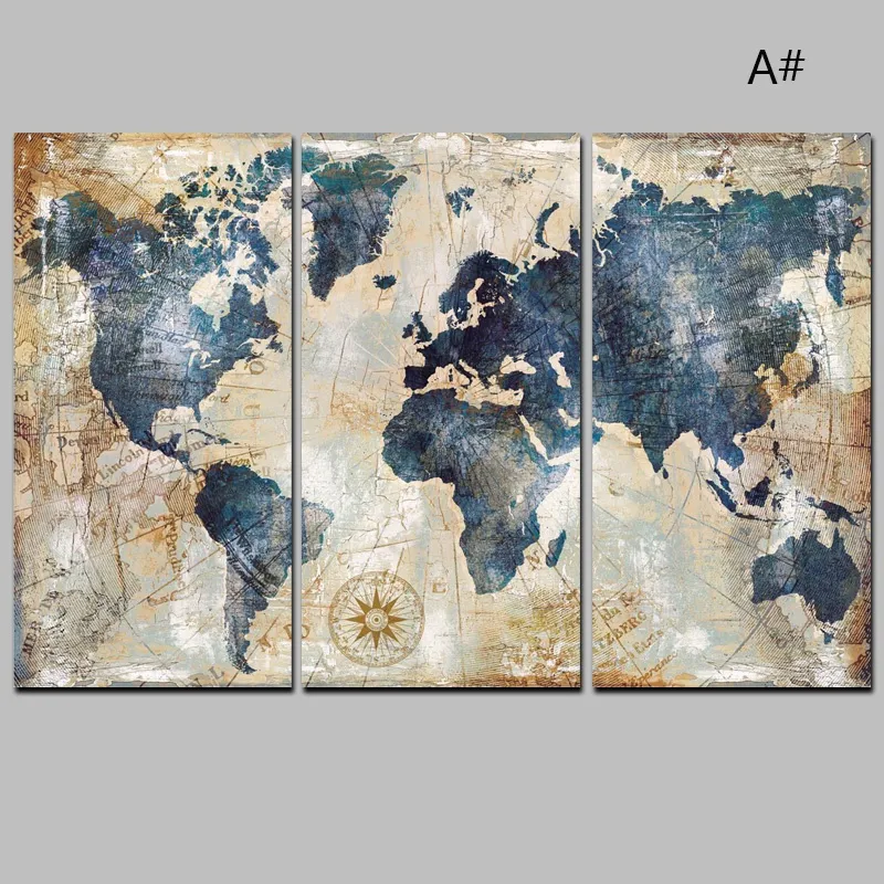 Colors World Map Modular 3 Pcs Canvas Painting Modern Home Decoration Living Room Canvas Print Painting Wall Decor Picture (5)