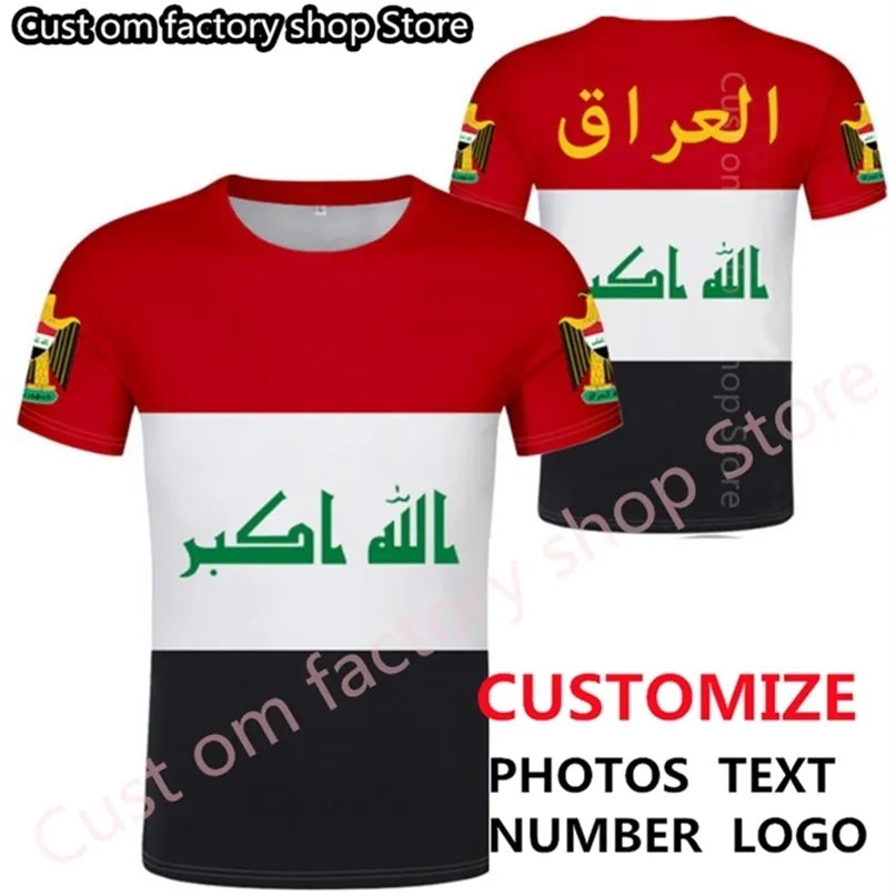 IRAK t-shirt bricolage gratuit sur mesure nom numéro irq t-shirt nation drapeau iq pays république islam arabe imprimé p o vêtements 220620