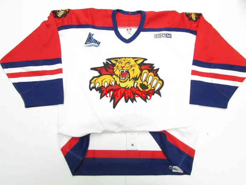 Économisez gros sur les achats en gros de Maillot De Hockey Sportif Rare  STITCHED CUSTOM MONCTON WILDCATS QMJHL WHITE CCM Hockey Jersey Add Any Name 