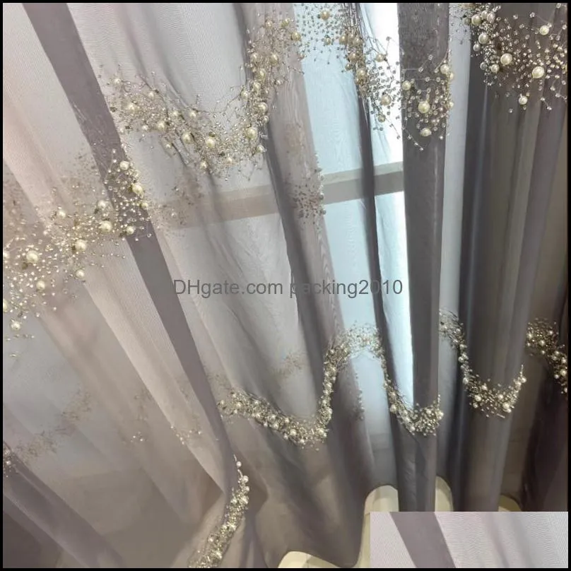 White Pearl Curtain for Living Room Luxury Sheer Drape for Bedroom Balcony Tulle Voile Curtain Fabric French Window S583#40