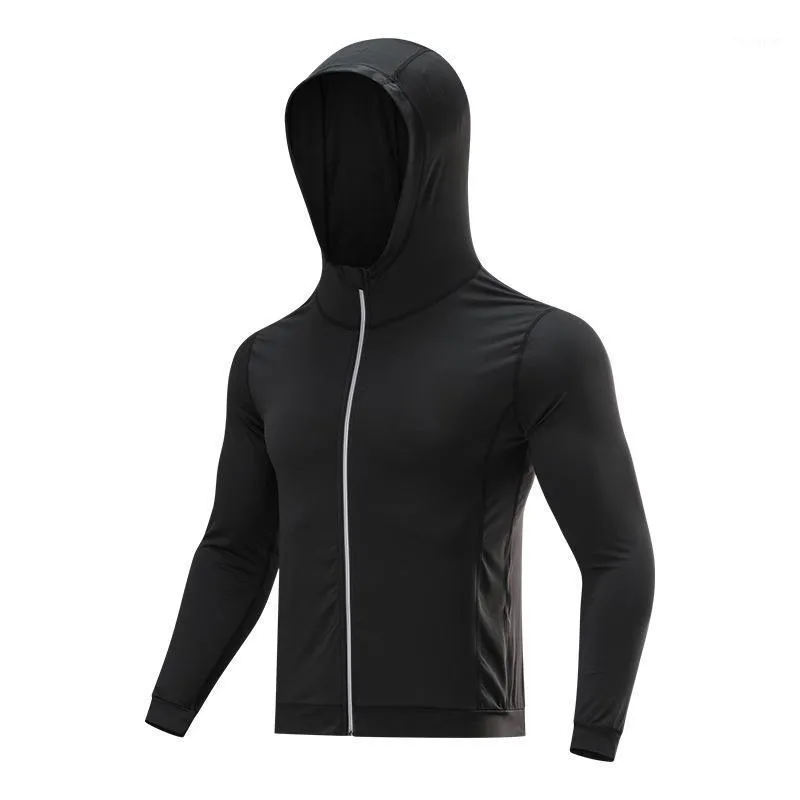 Running Jackets AYJK7 Zipper Men Winter Autumn Hoodies Sport Shirt Hat Fitness Gym Training Top Sportswear