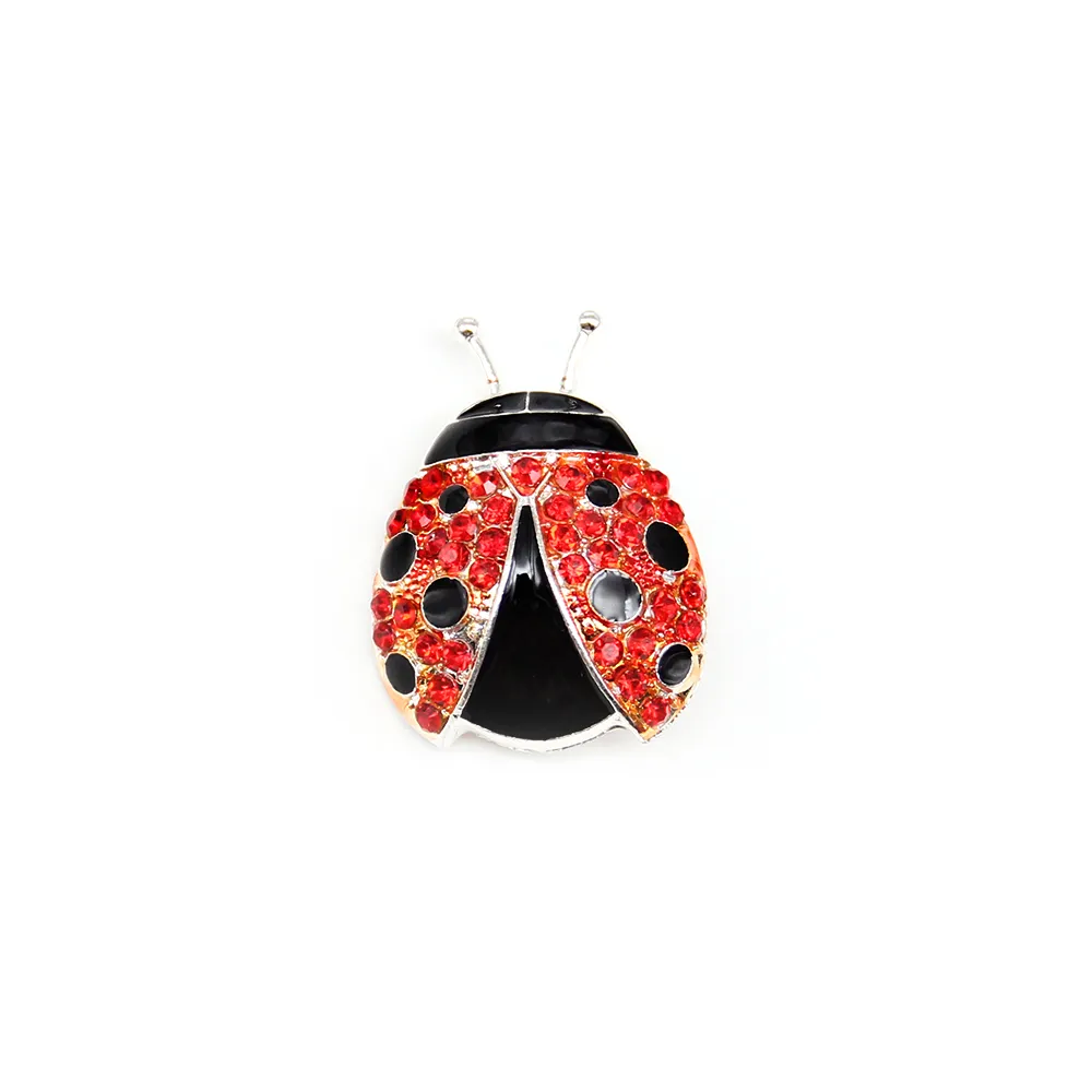 20 pz/lotto spilla animale carino personalizzato moda strass rosso coccinella pin coccinella per regalo decorazione donna