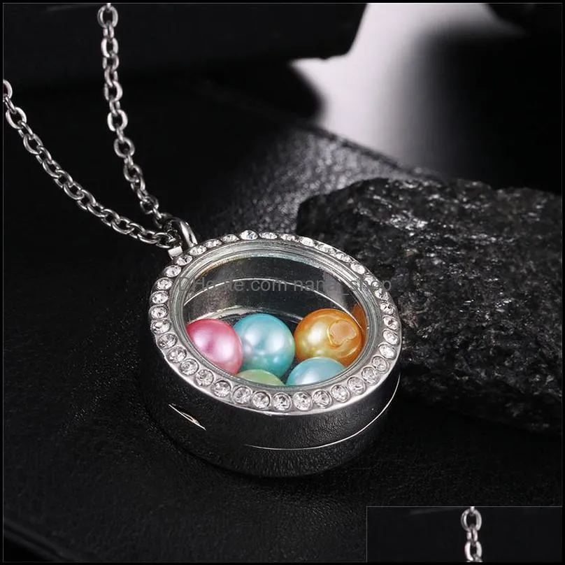 Fashion Big Pearl Cage Locket Pendant necklace For women Elephant Cross Owl Tree Living Memory Beads Glass Magnetic Floating charm