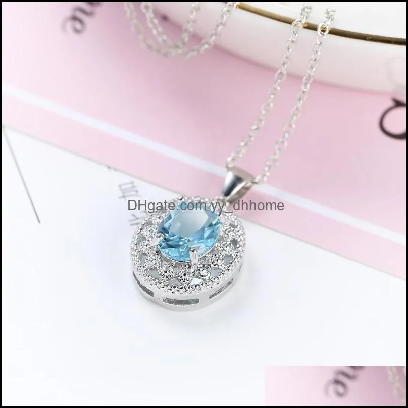 crystal necklaces pendants for wedding blue necklace fine jewelry topaz necklac yydhhome