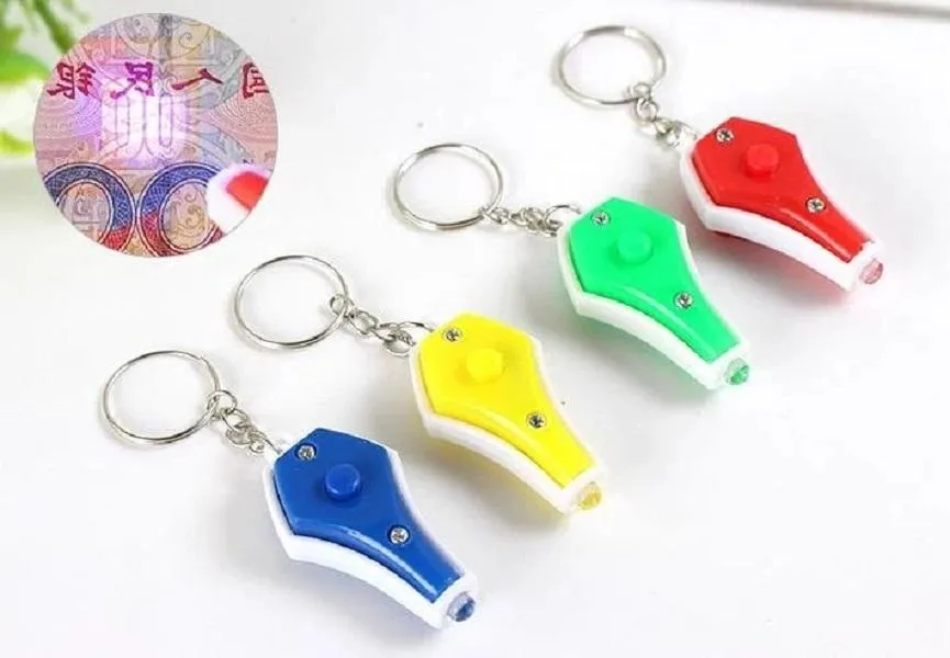 Party Favor 4 Colors Fashion Key Ring Mini Flashlights Uv Money Detector Led Keychain Light Multicolor Small Gift