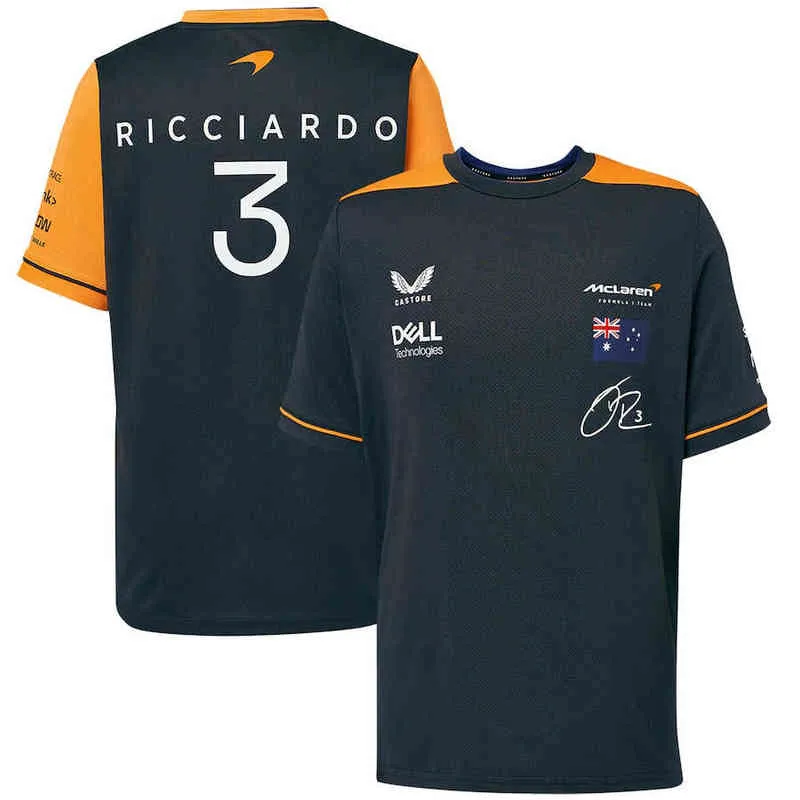 Mclaren 2022 Team Drivers Set Up T-shirt Daniel Ricciardo Manches courtes pour enfants Vêtements de sport de plein air pour femmes F1 Tee