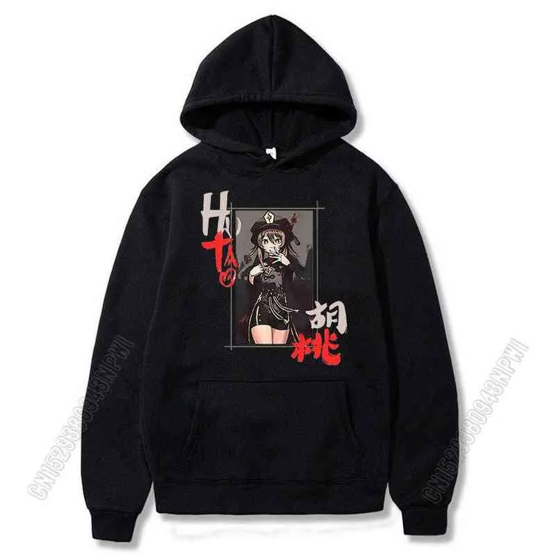 Genshin Impact Hu Tao De meest populaire Harajuku Design Comic Tops Winter Lange mouwen dikke koppels Hoodie Oversized 2021 Y220713