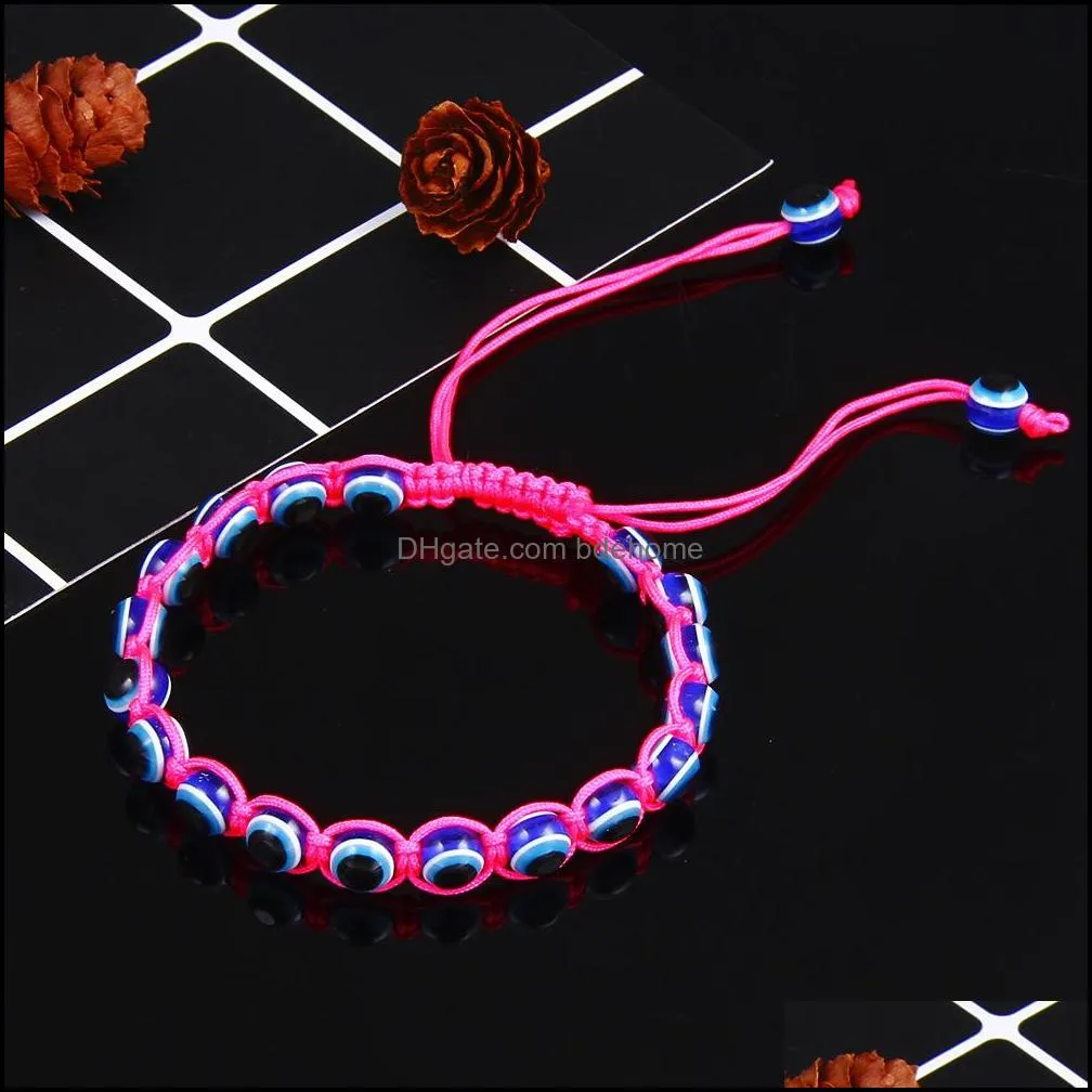 adjustable rope turkish blue lucky eye bracelet handmade woven braided bead evil eyes bracelets