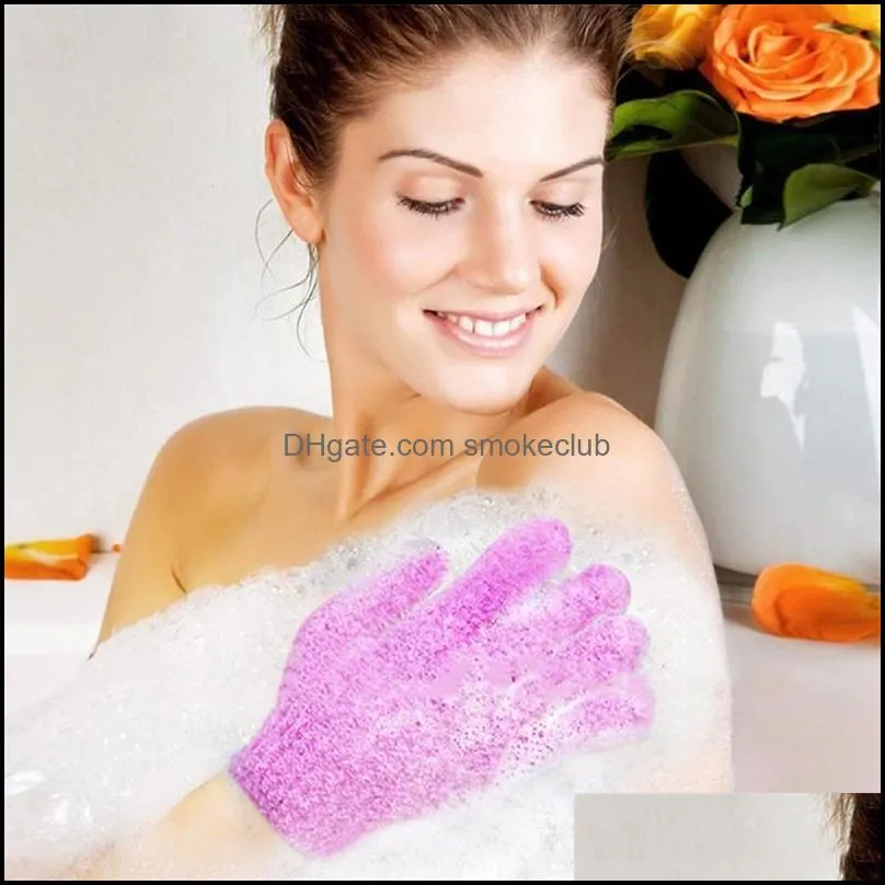 1Pc shower gloves Sponges Exfoliator Two-sided Thin 7colors Body Cleaning Scrub Mitt Rub Dead Skin Removal korean exfoliating gloves woman Bathroom