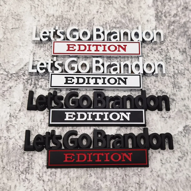 Party Decoration 1PC Let’s Go Brandon Edition Car Sticker för Auto Truck 3D Badge Emblem Decal Auto Accessoarer 12.5x3.1cm Partiage