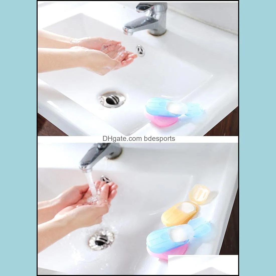 Disposable Boxed Soap Paper Portable Aromatherapy Hand Wash Bath Travel Mini Soap Box Anti Bacterial Soap Sheet Bathroom Accessories