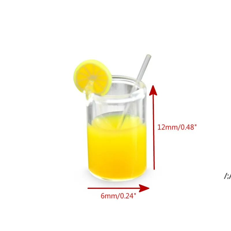 مصغرة ليمون كوب البرتقال عصير الزجاج نموذج مصغرة التماثيل 1:12 1: 6 مقياس دمية التبعي دمية الديكور الجنية حديقة diy لعبة JLE13917