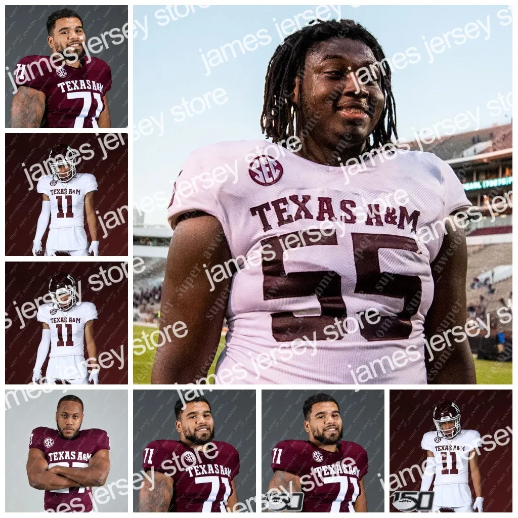 Texas A M Jersey de futebol Ainias Smith Isaiah Spiller Chase Lane Devon Achane Haynes King DeMarvin Leal Jaylon Jones Demond Demas Jalen