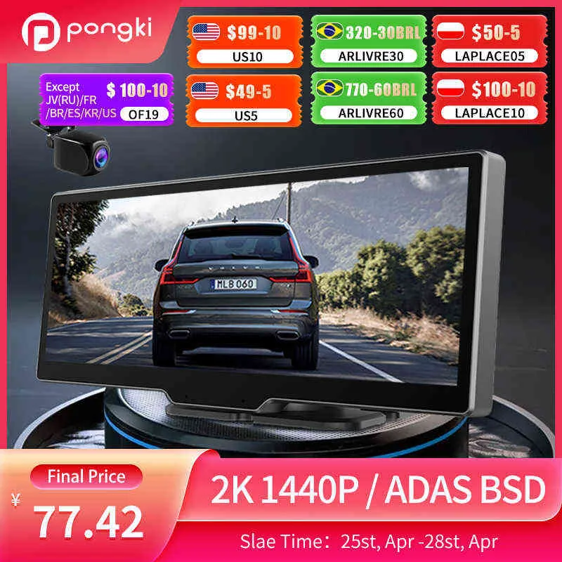 Pongki Q '' DASH CAM K P Dual Lens ADAS BSD Night Vision Car DVR H Parkering Kameran Körinspelare J220601