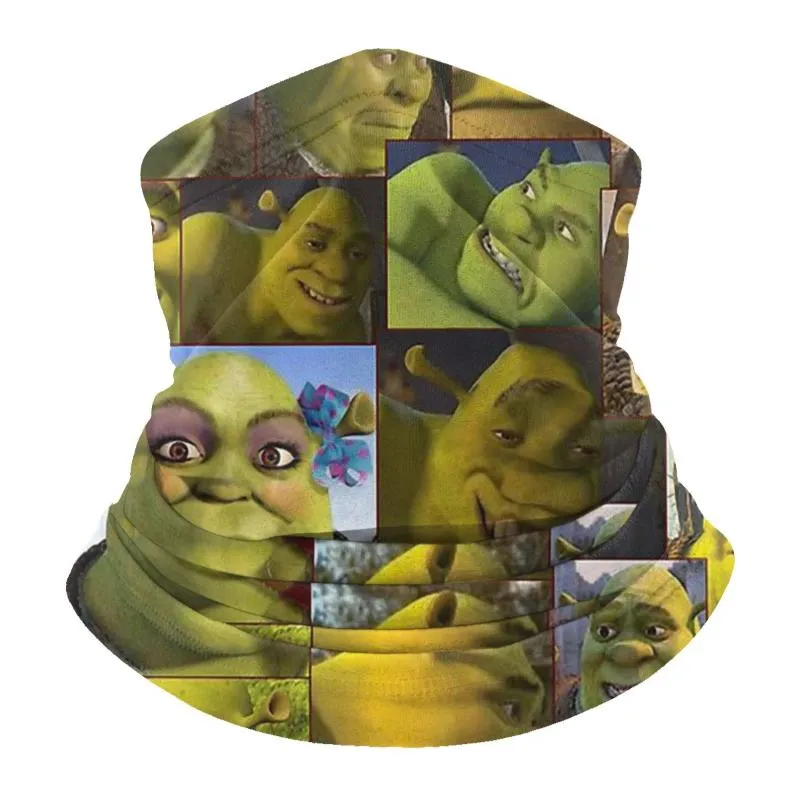 Boinas cara bufandas multifuncionales bufanda Shrek película verde Schreck protección UV cuello polaina Bandana deportes al aire libre senderismoBoinas