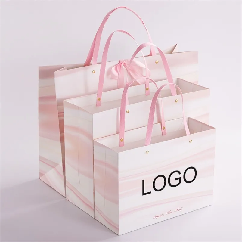 510pcs Free Custom HighQuality Rivet Paper Gifts Clothing With Handle Large Size Packing Storage Bag 220704