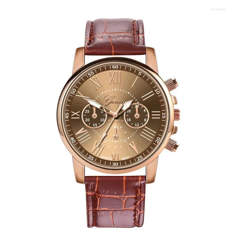 Armbandsur Mode Dam Läderband Quartz Analog Armbandsur Strass Dam Armband Set Reloj Mujer Armbandsur Hect22