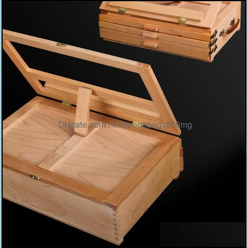 Art Adjustable Artist Beech Wooden Tabletop Sketch Box Easel 3-Drawer Portable 489 V2