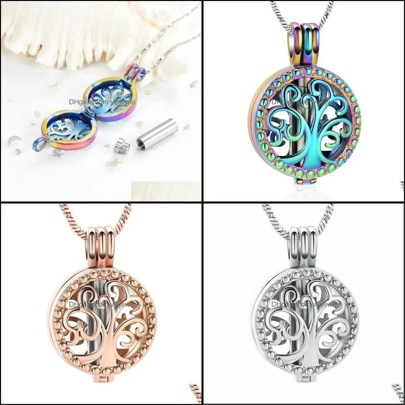 pendant necklaces cremation jewelry tree of life urn necklace for ashes holder with cylinder locket memorial keepsake