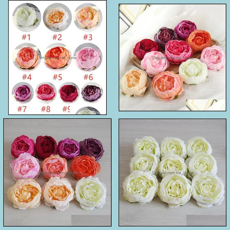 10cm artificial fake flowers for wedding decorations silk peony flower heads party decoration flower wall wedding backdrop white peony