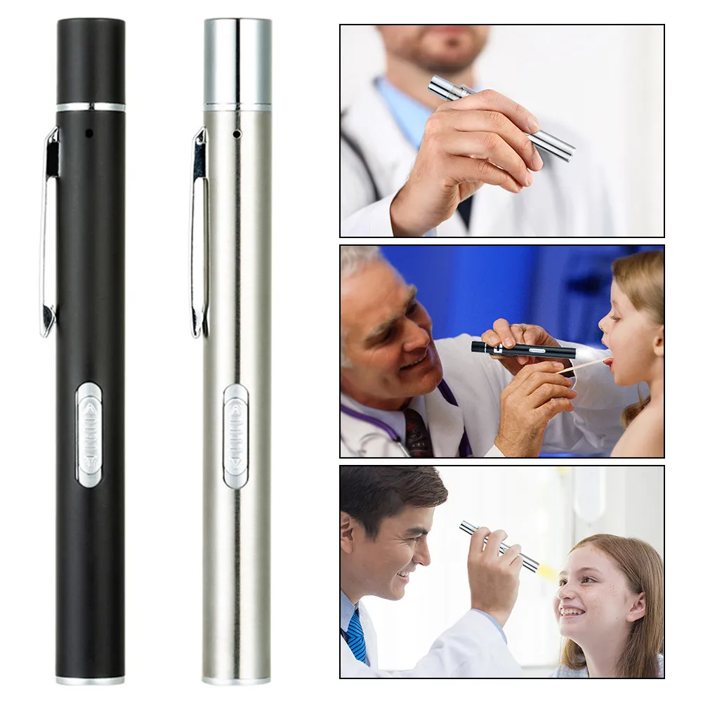 Antorcha recargable USB de acero inoxidable, 2 modos, linterna LED, bolígrafo con clip, miniluz, lámpara portátil, inspección para dentista, Camping, enfermería