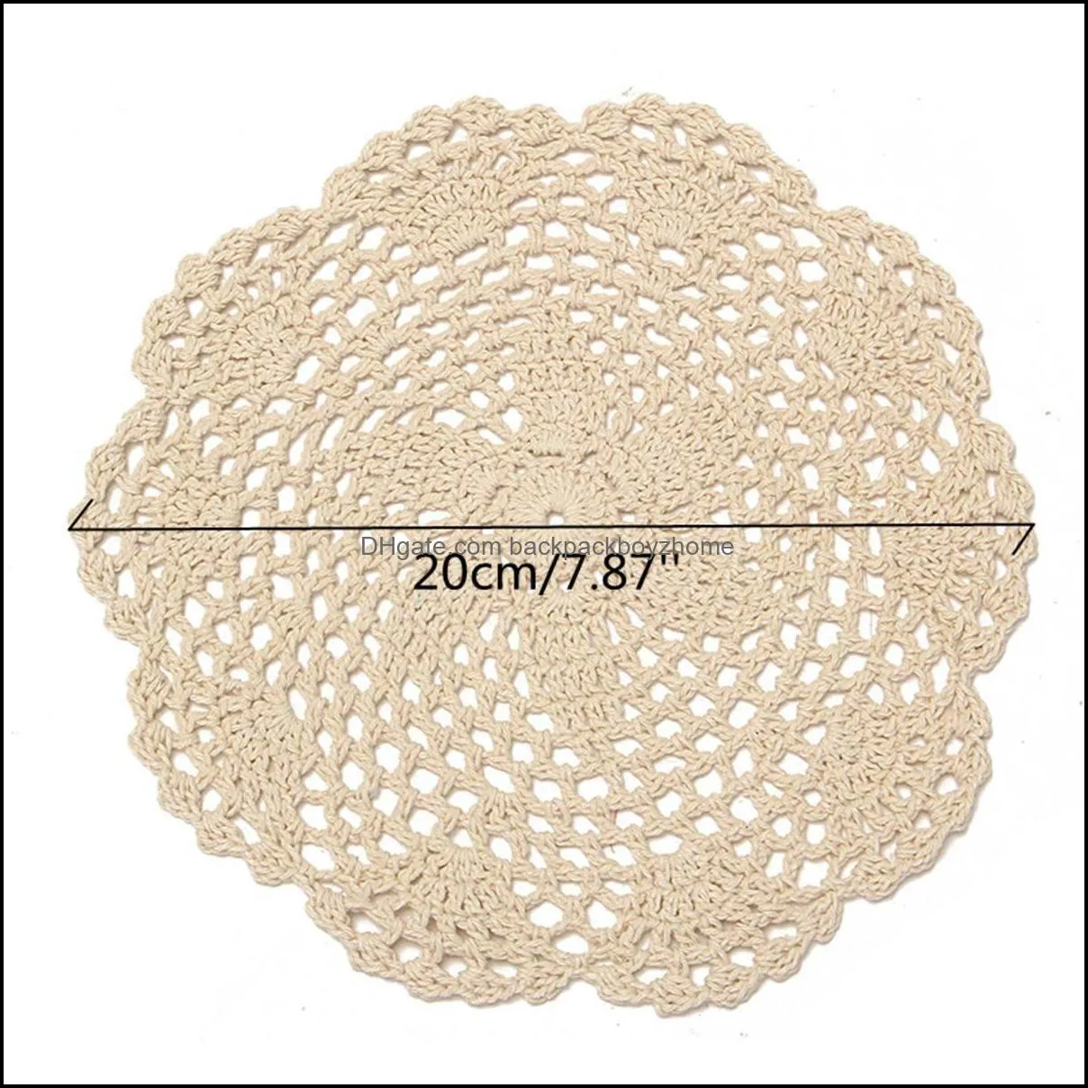 12Pcs Vintage Cotton Mat Round Hand Crocheted Lace Doilies Flower Coasters Lot Household Table Decorative Crafts Accessories 210316