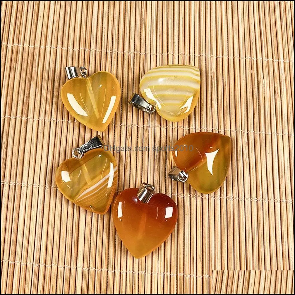 20x20mm heart stone charms stripe agate pendant healing reiki crystal diy necklace earrings women fashion jewelry finding sports2010