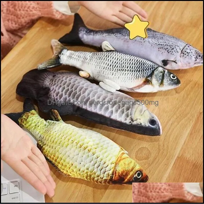 Electronic Switch Diving Fishes Simulation Tease Cat Doll Pets Toys Plush Cattoy Electric Fish Red Trial Order 10 5yy M2