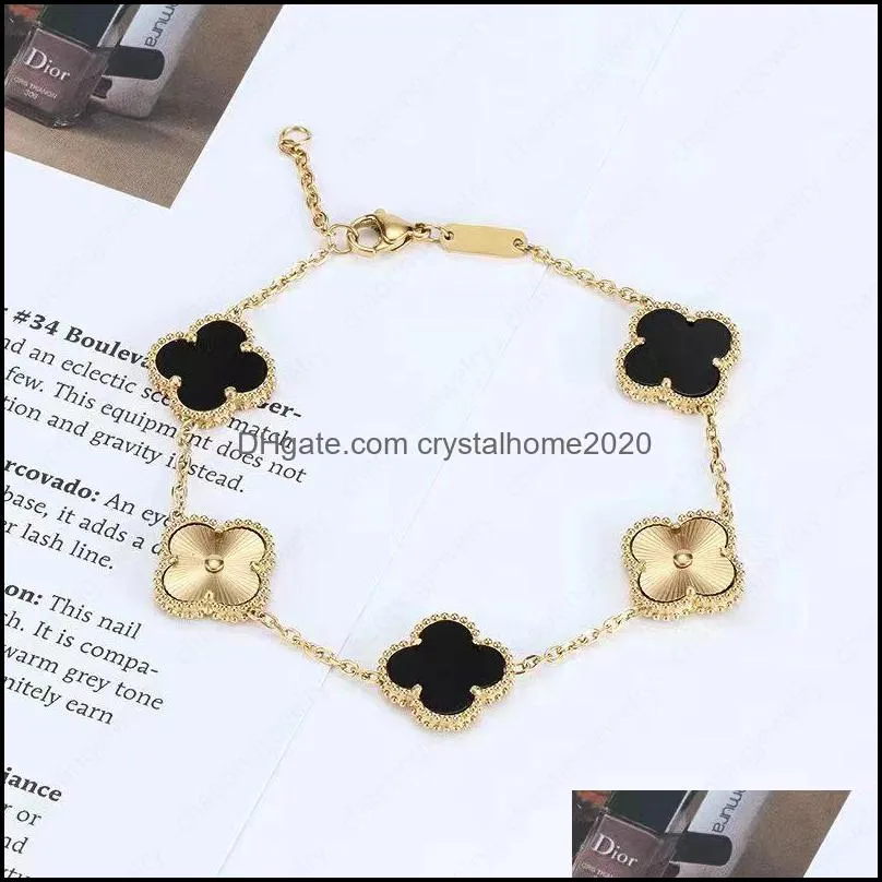 fashion classic clover bracelet pendant mother of pearl stainless steel plated 18k womens girl lover 17cm chain length