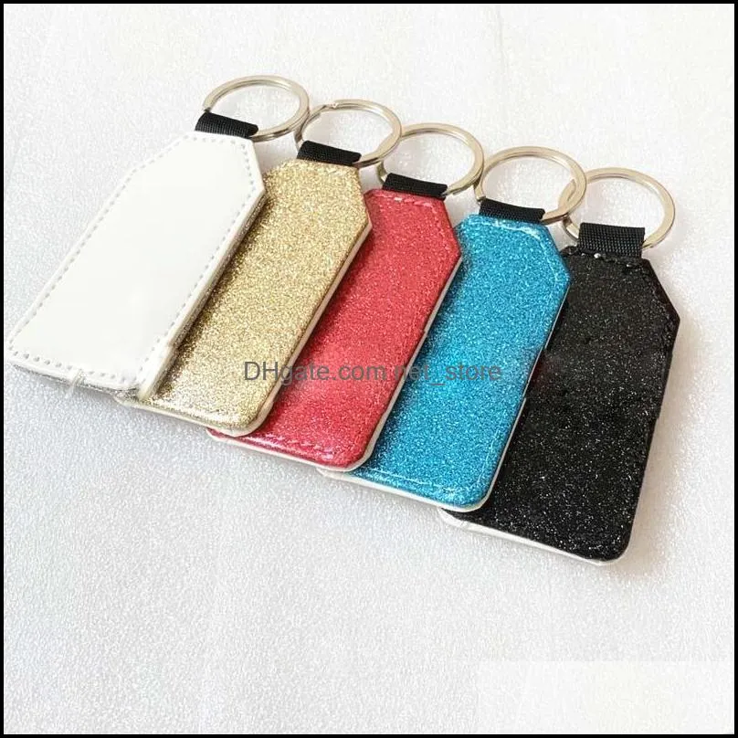 10pcs sublimation Blank Colorful PU Keychain Accessories Tassel Key Ring Bag Parts