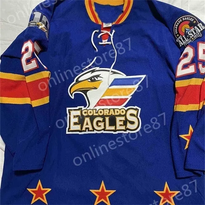 CEUF Vintage Jake Marto Colorado Eagles Game Jerseys Blue 100% borduurhoophockey jersey Custom elk nummer en naam
