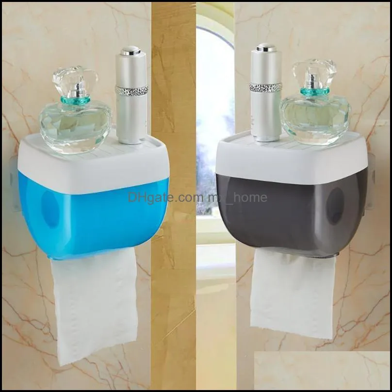 Tissue Boxes & Napkins Wall-Mounted Punch-free Bathroom Dispenser Box For Roll Paper Towels Storage Drawer Product