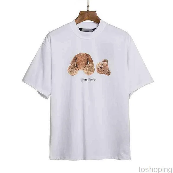 2022 Angel T-shirts Palm Trendig halshuggen Teddy Bear Print T-shirt Lös herr- och damkläder Letter Kortärmad 3s