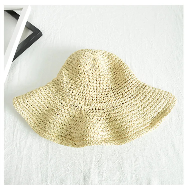 Cappello di paglia a tesa larga da donna - Cappello da sole pieghevole